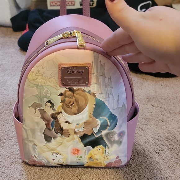 Loungefly Handbags - Loungefly Pink Disney Beauty and the Beast Backpack